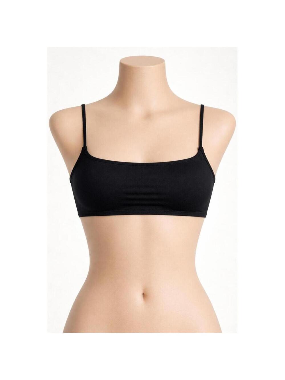 SKIMS Classic Swim Square Neck Scoop Top Black Sz XS NWT Adjustable Straps